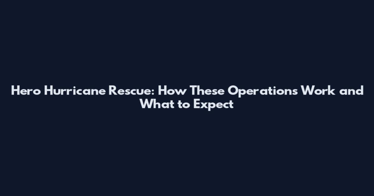 Hero Hurricane Rescue: How These Operations Work and What to Expect