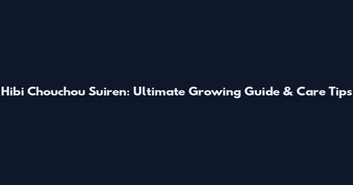 Hibi Chouchou Suiren: Ultimate Growing Guide & Care Tips