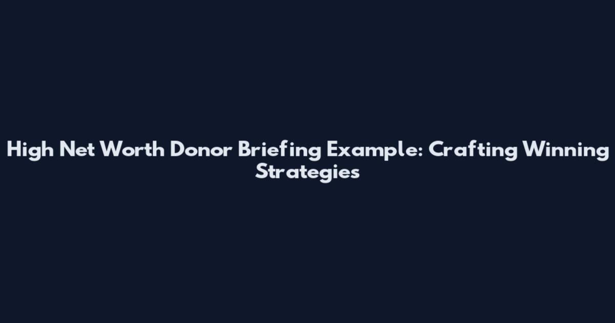 High Net Worth Donor Briefing Example: Crafting Winning Strategies