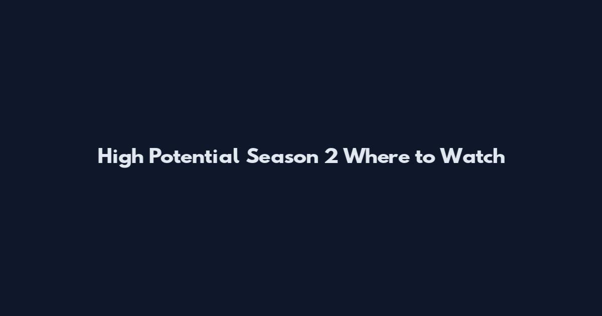 High Potential Season 2 Where to Watch