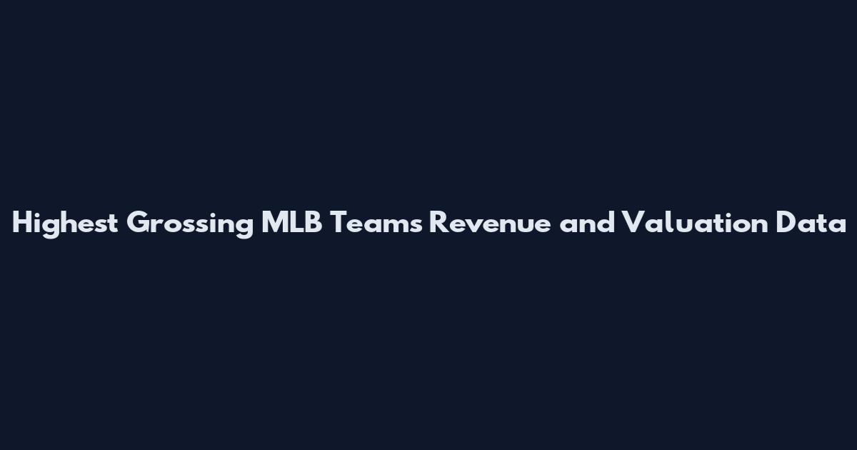 Highest Grossing MLB Teams Revenue and Valuation Data