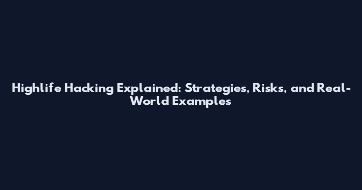 Highlife Hacking Explained: Strategies, Risks, and Real-World Examples