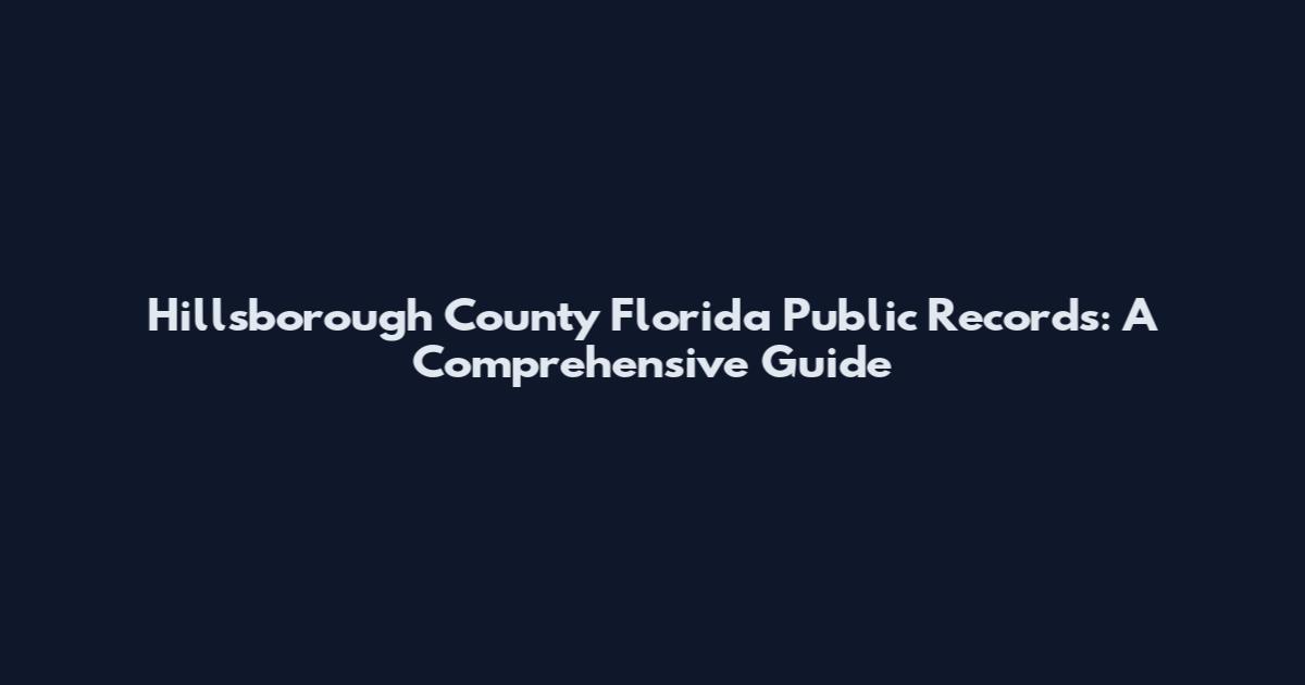 Hillsborough County Florida Public Records: A Comprehensive Guide