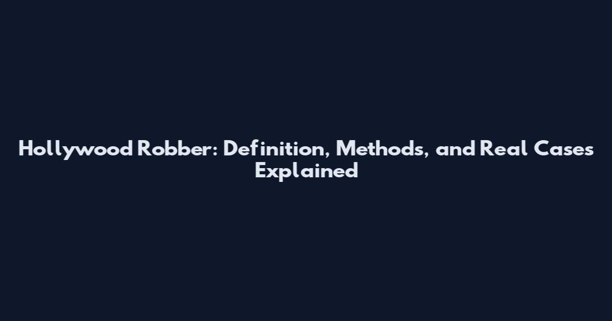 Hollywood Robber: Definition, Methods, and Real Cases Explained