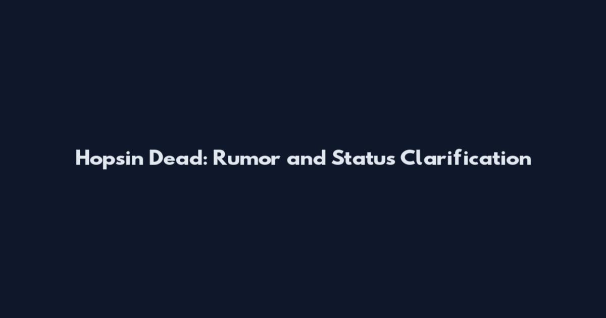 Hopsin Dead: Rumor and Status Clarification