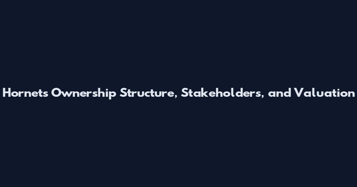 Hornets Ownership Structure, Stakeholders, and Valuation
