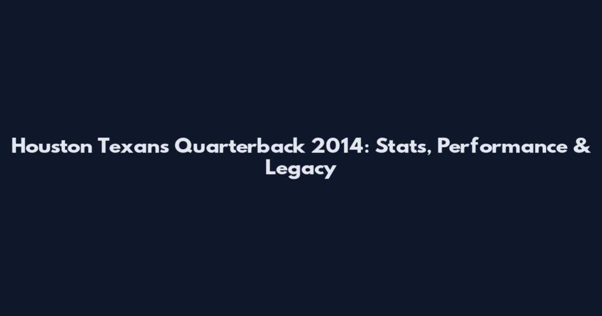 Houston Texans Quarterback 2014: Stats, Performance & Legacy
