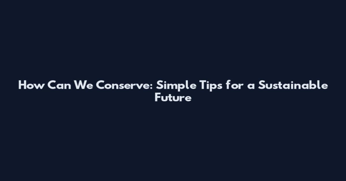 How Can We Conserve: Simple Tips for a Sustainable Future