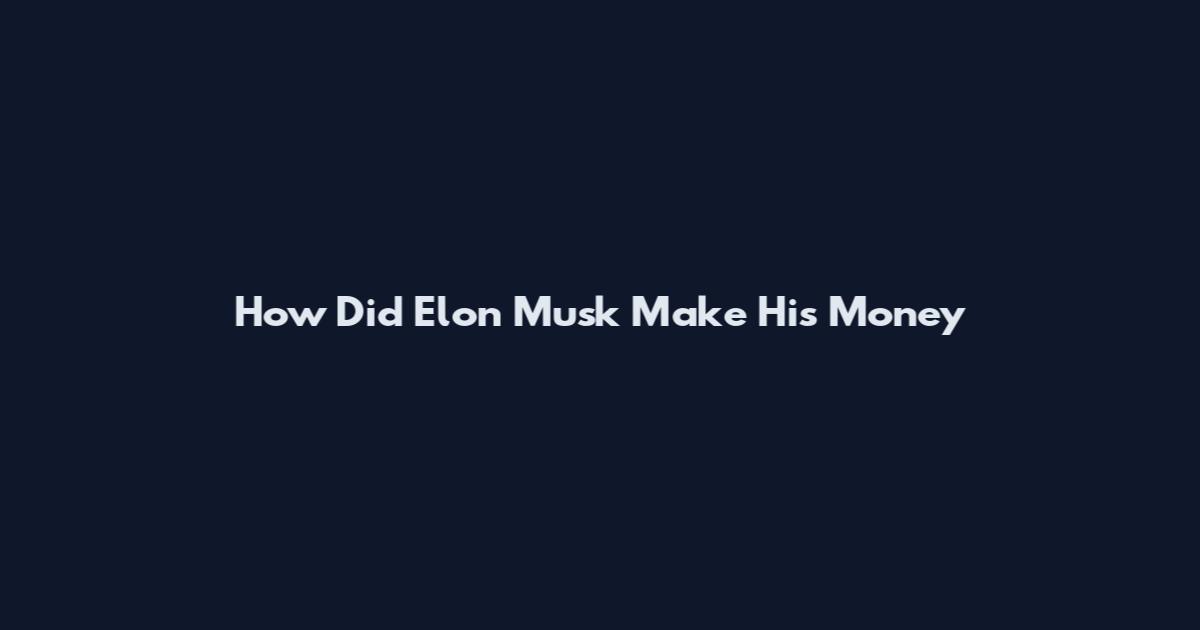How Did Elon Musk Make His Money