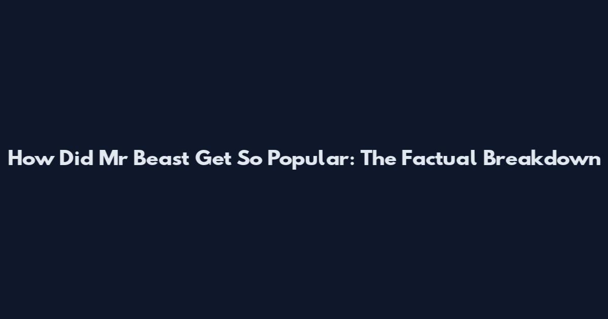 How Did Mr Beast Get So Popular: The Factual Breakdown