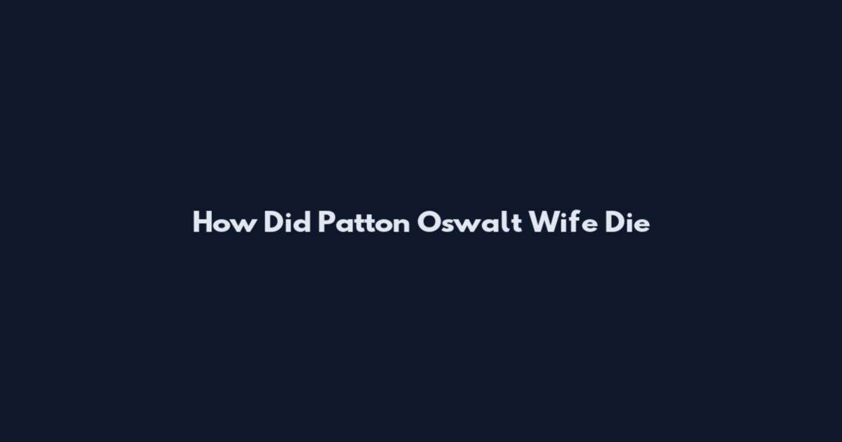 How Did Patton Oswalt Wife Die