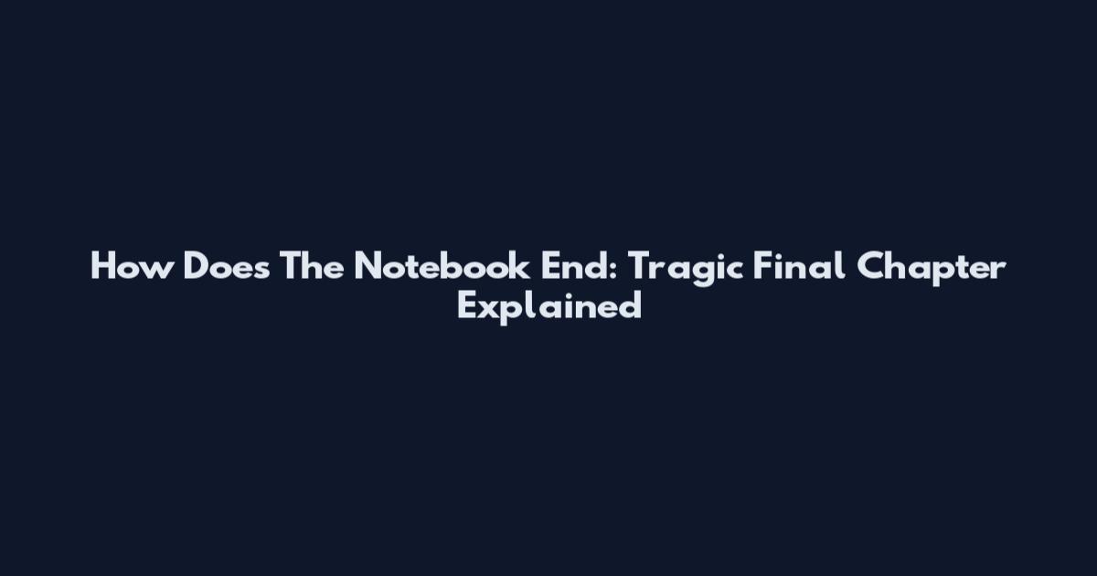How Does The Notebook End: Tragic Final Chapter Explained