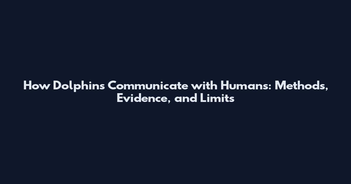 How Dolphins Communicate with Humans: Methods, Evidence, and Limits