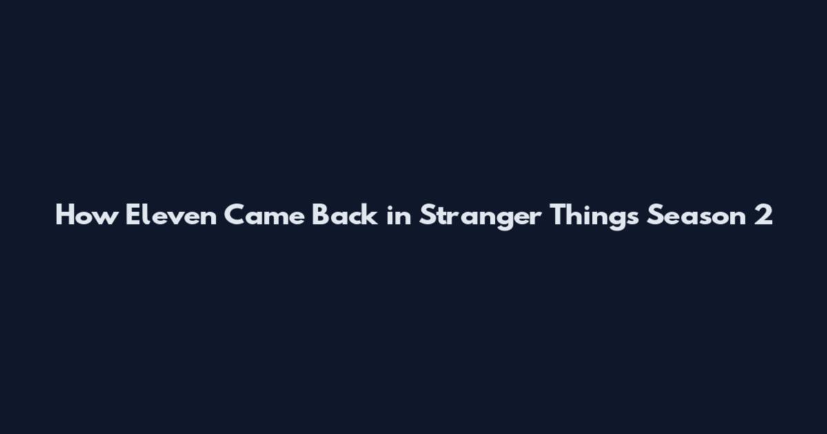 How Eleven Came Back in Stranger Things Season 2