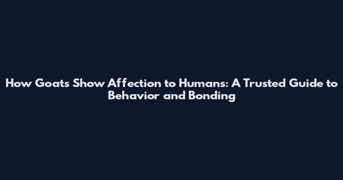How Goats Show Affection to Humans: A Trusted Guide to Behavior and Bonding