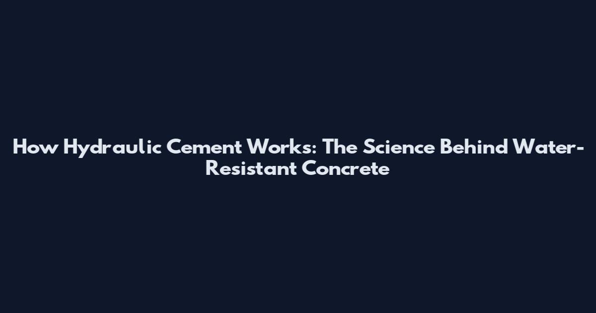 How Hydraulic Cement Works: The Science Behind Water-Resistant Concrete