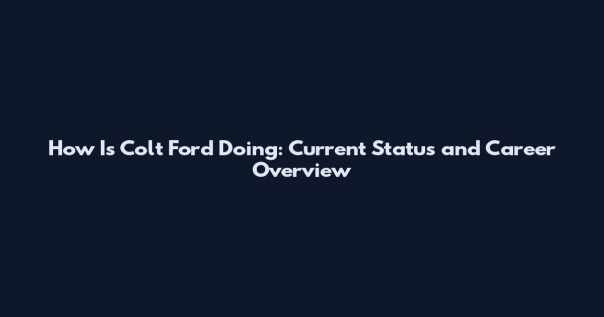 How Is Colt Ford Doing: Current Status and Career Overview