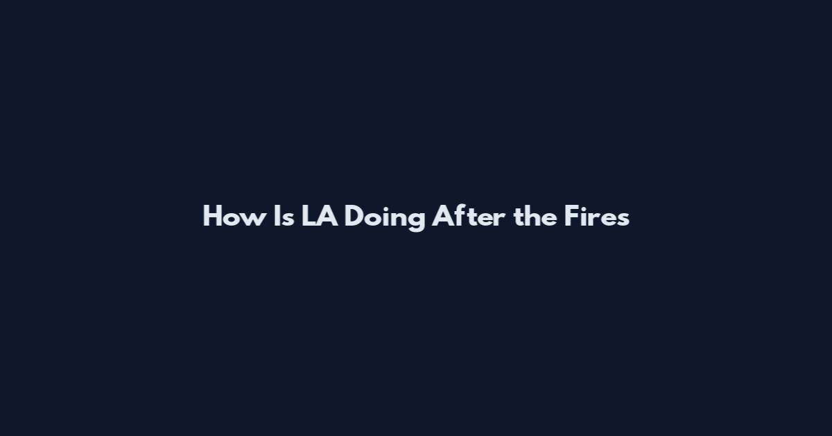 How Is LA Doing After the Fires