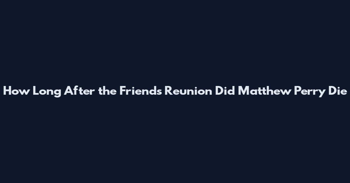 How Long After the Friends Reunion Did Matthew Perry Die