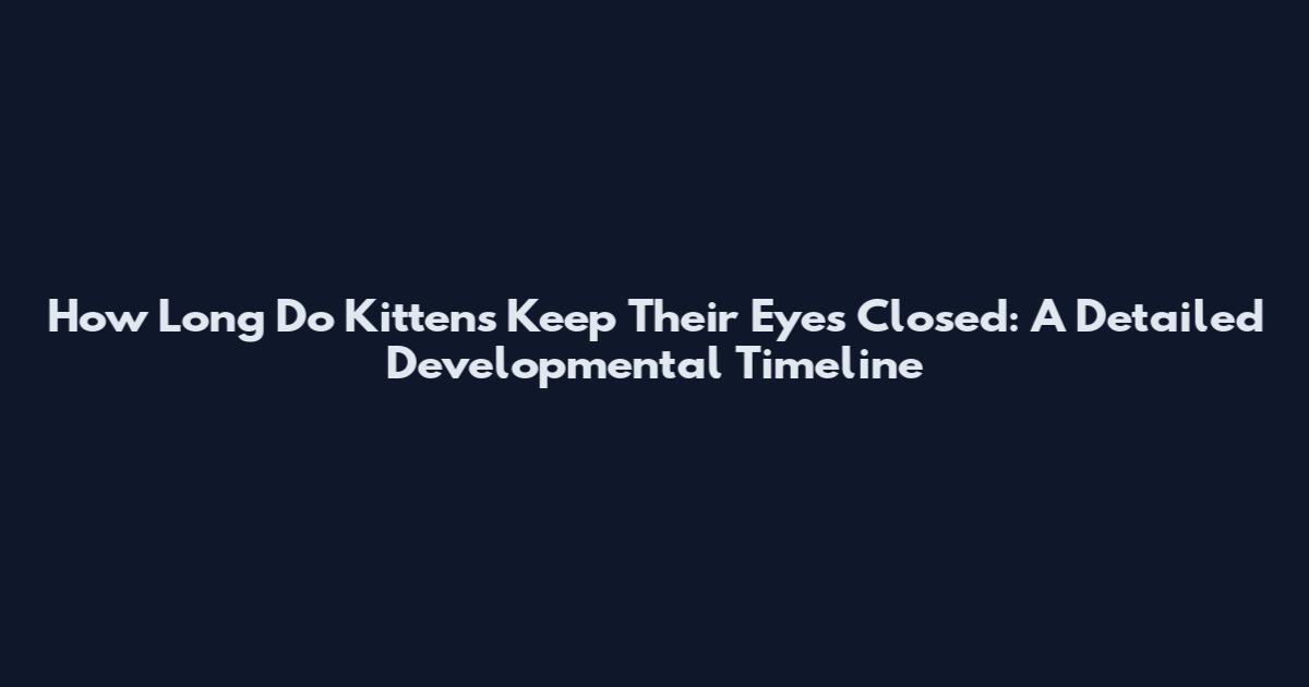 How Long Do Kittens Keep Their Eyes Closed: A Detailed Developmental Timeline