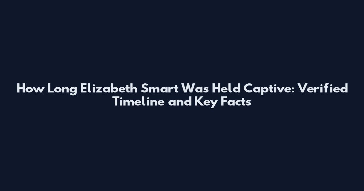 How Long Elizabeth Smart Was Held Captive: Verified Timeline and Key Facts