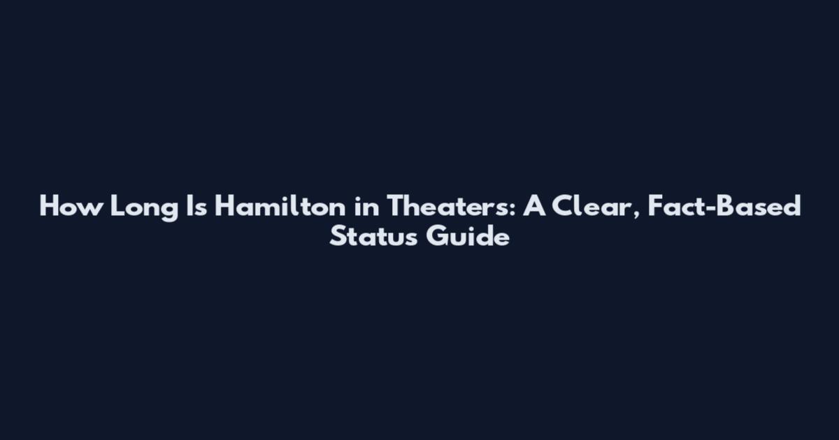 How Long Is Hamilton in Theaters: A Clear, Fact-Based Status Guide