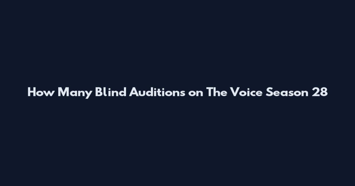 How Many Blind Auditions on The Voice Season 28