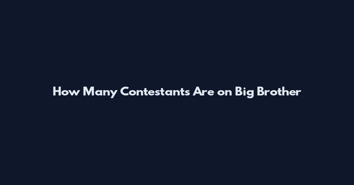 How Many Contestants Are on Big Brother