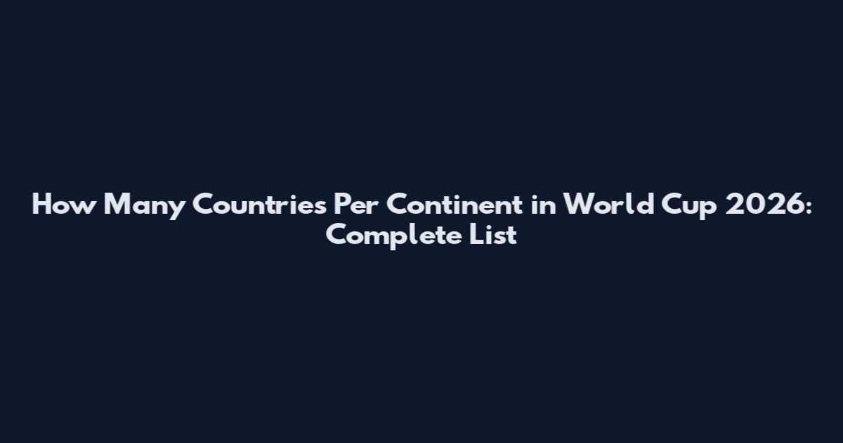 How Many Countries Per Continent in World Cup 2026: Complete List