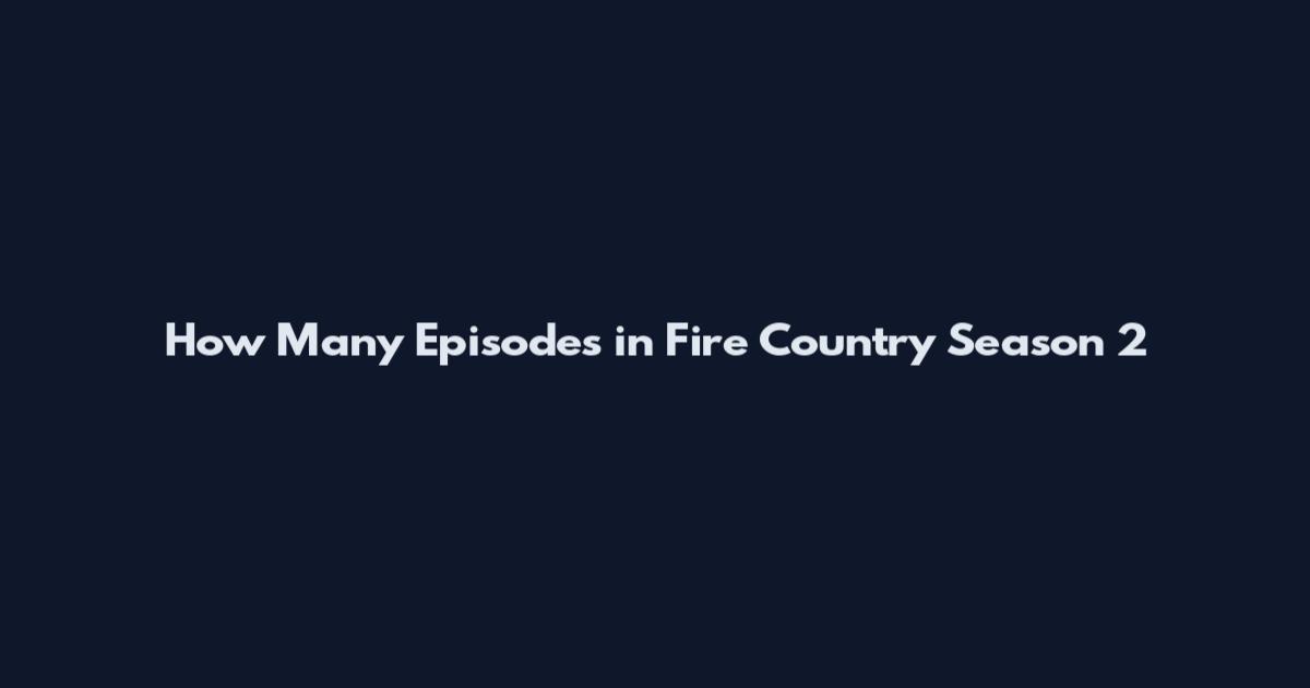 How Many Episodes in Fire Country Season 2