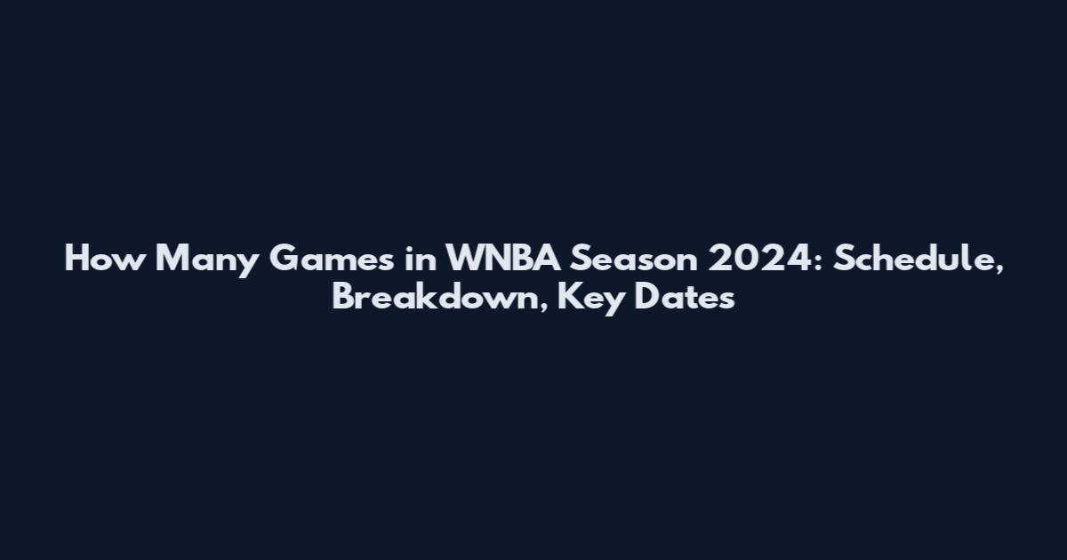 How Many Games in WNBA Season 2024: Schedule, Breakdown, Key Dates