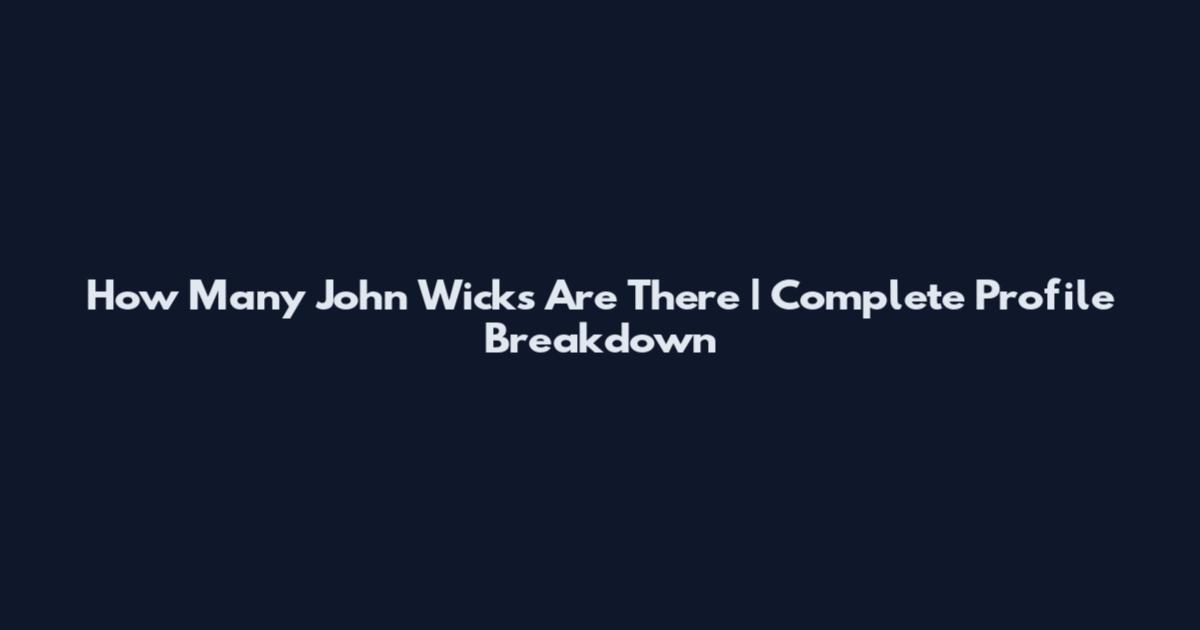 How Many John Wicks Are There | Complete Profile Breakdown