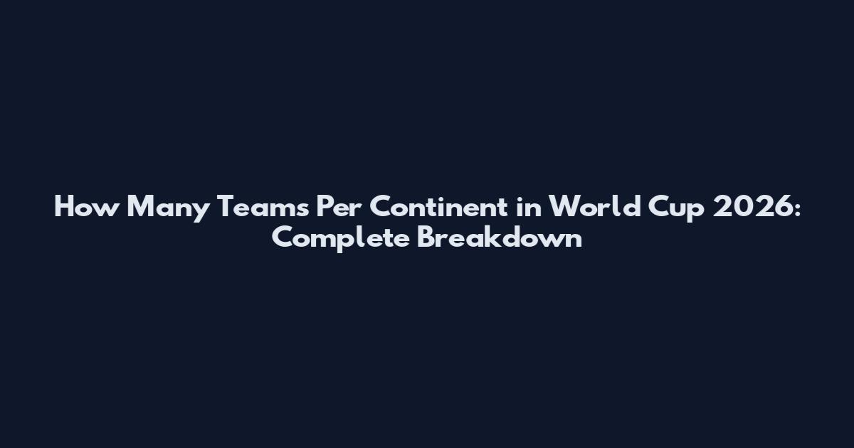 How Many Teams Per Continent in World Cup 2026: Complete Breakdown