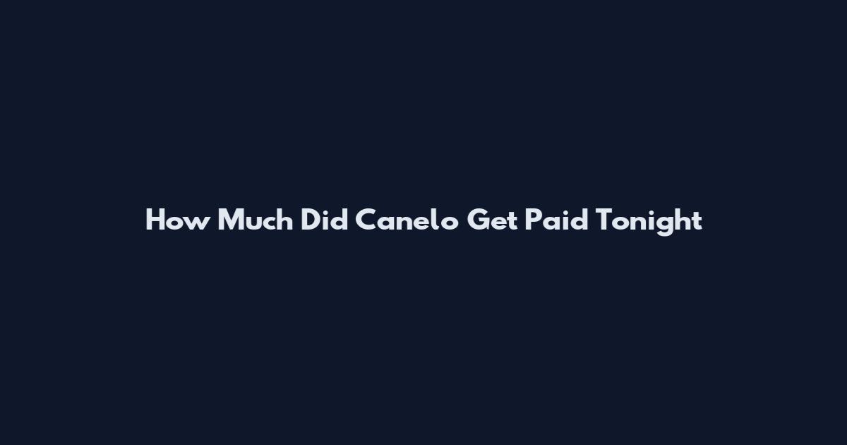How Much Did Canelo Get Paid Tonight