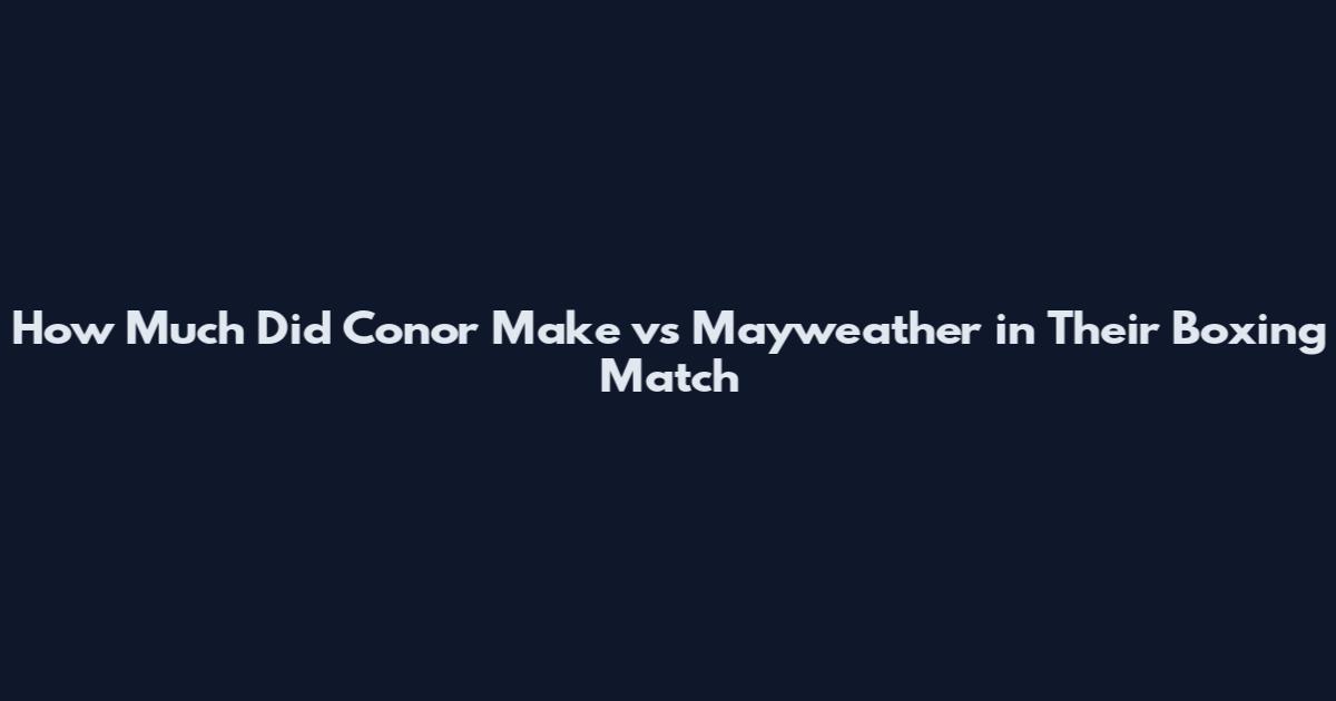 How Much Did Conor Make vs Mayweather in Their Boxing Match