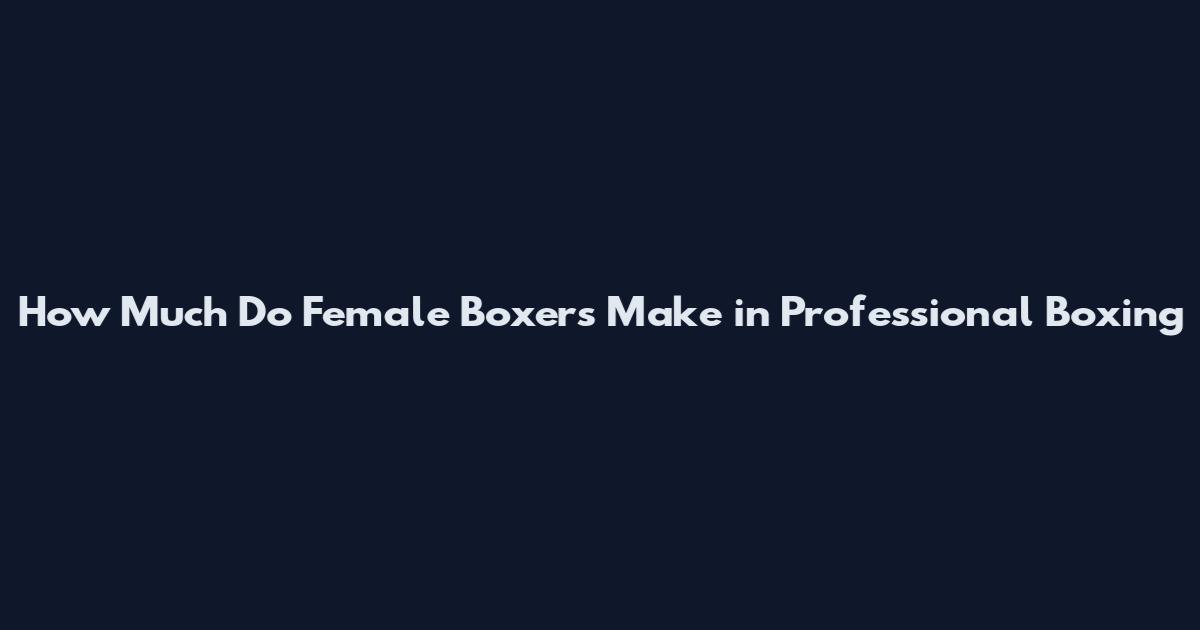 How Much Do Female Boxers Make in Professional Boxing