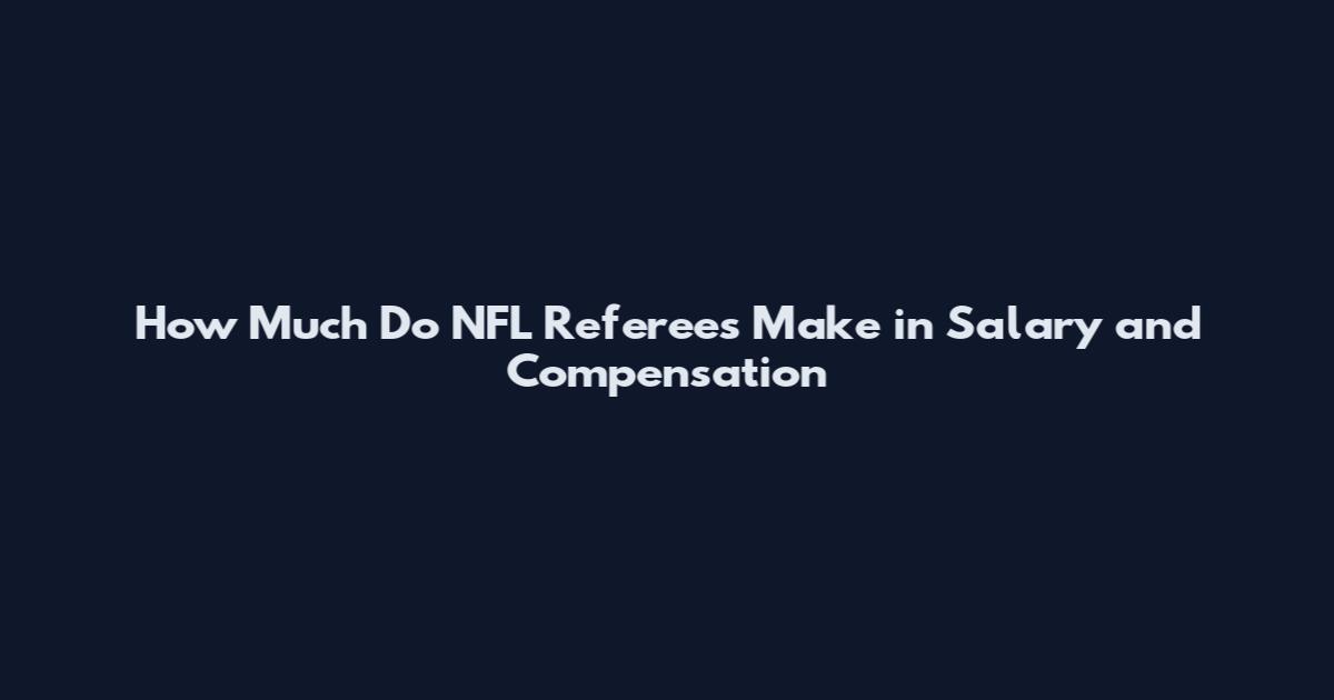 How Much Do NFL Referees Make in Salary and Compensation