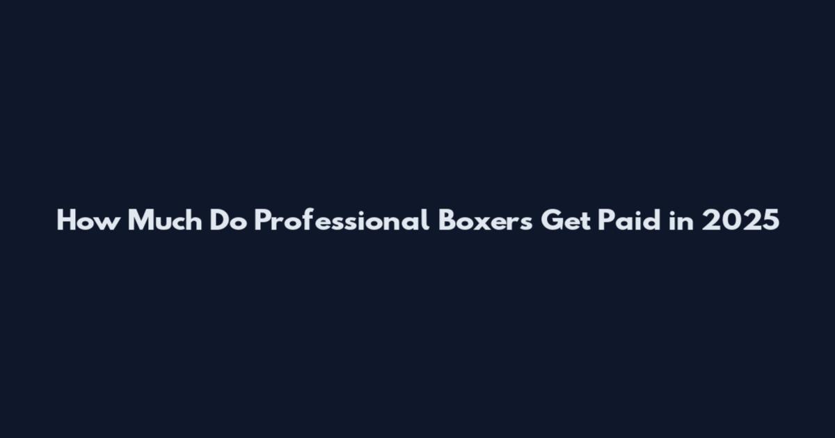 How Much Do Professional Boxers Get Paid in 2025