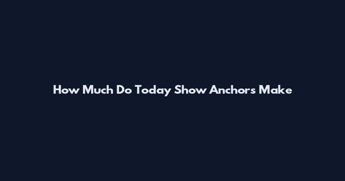 How Much Do Today Show Anchors Make