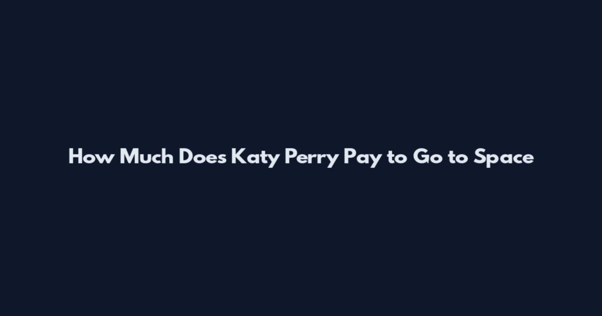 How Much Does Katy Perry Pay to Go to Space