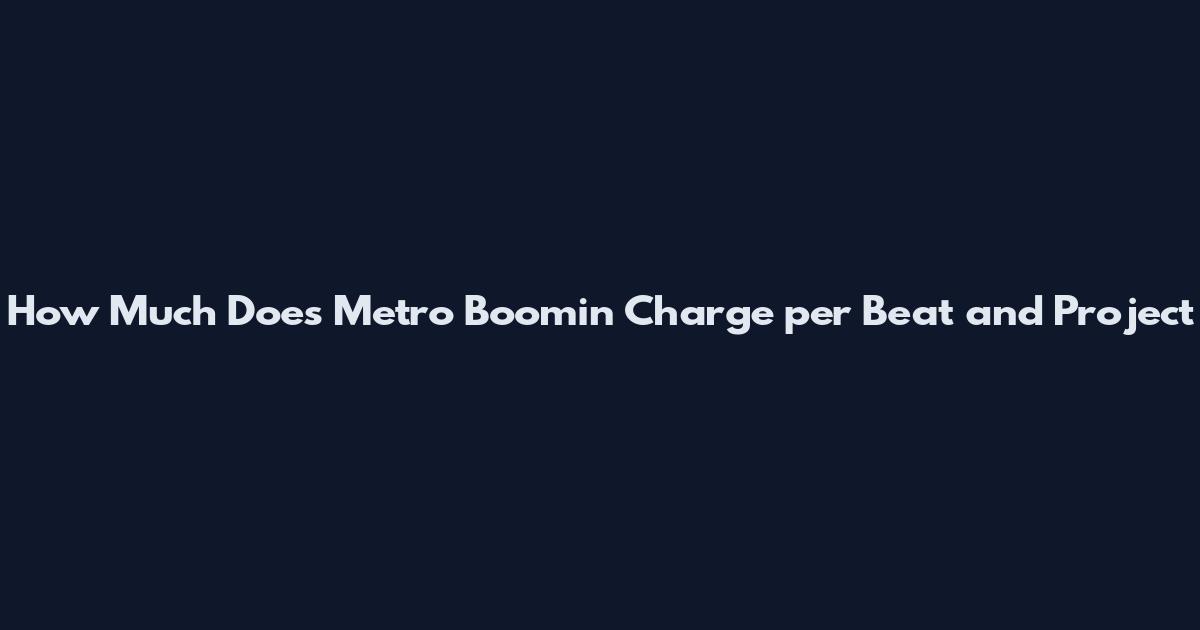 How Much Does Metro Boomin Charge per Beat and Project
