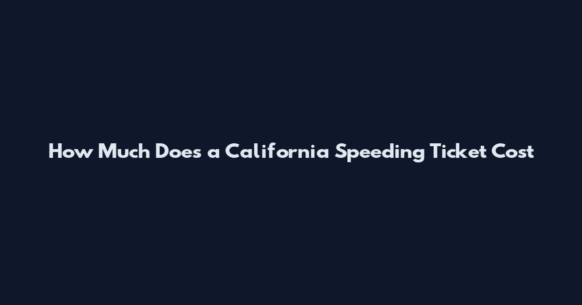 How Much Does a California Speeding Ticket Cost