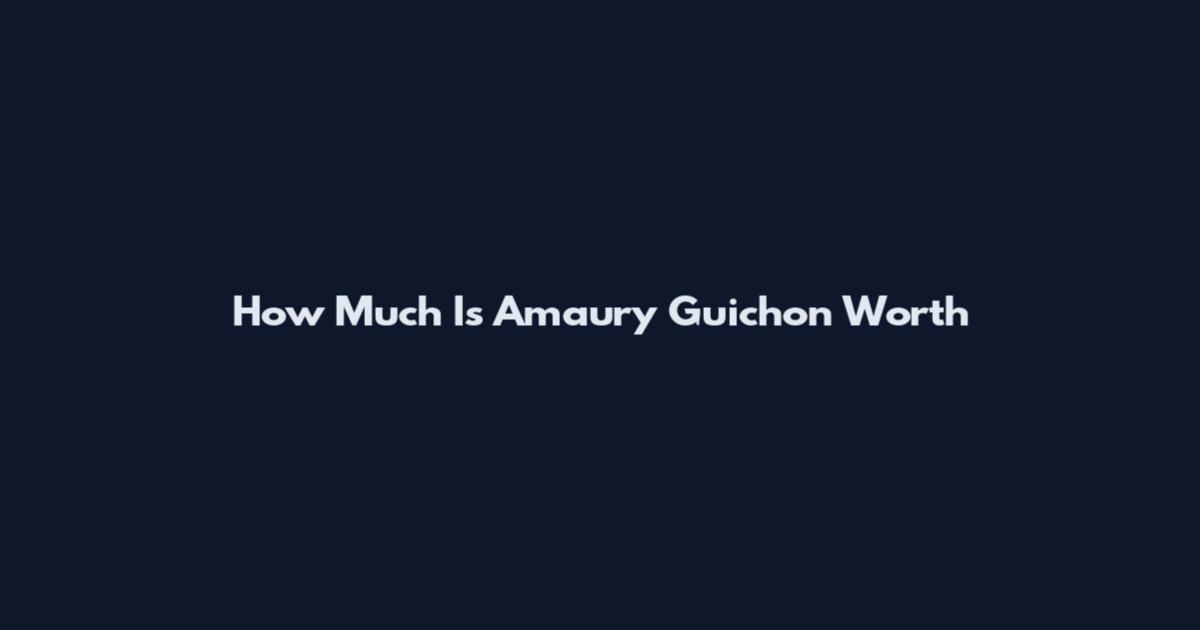 How Much Is Amaury Guichon Worth