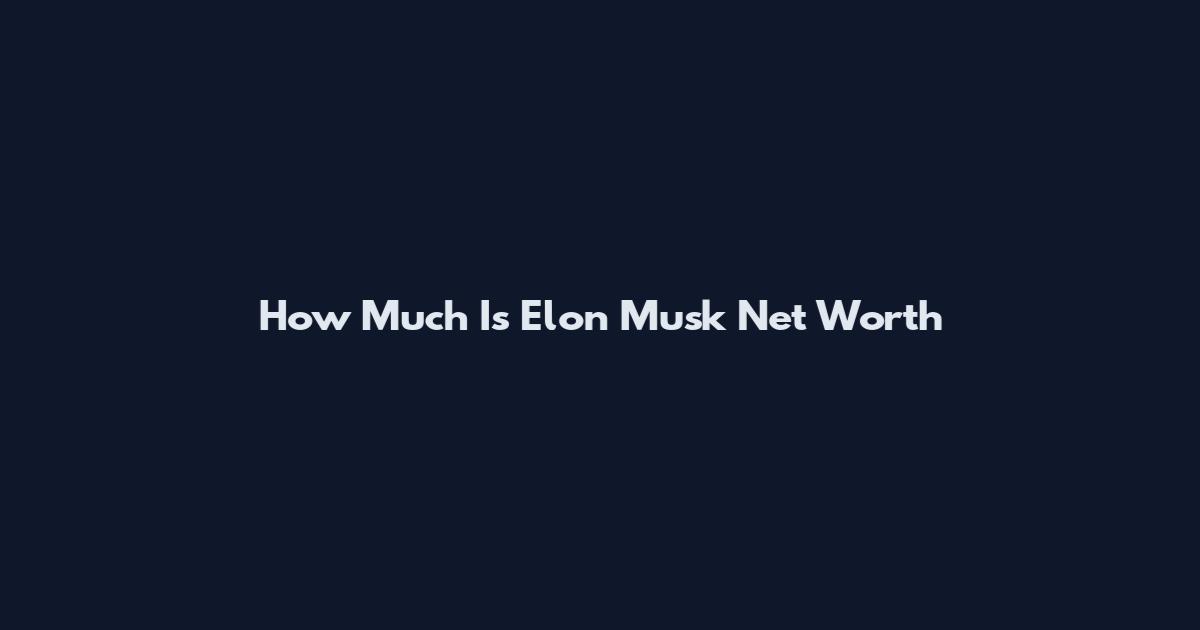 How Much Is Elon Musk Net Worth