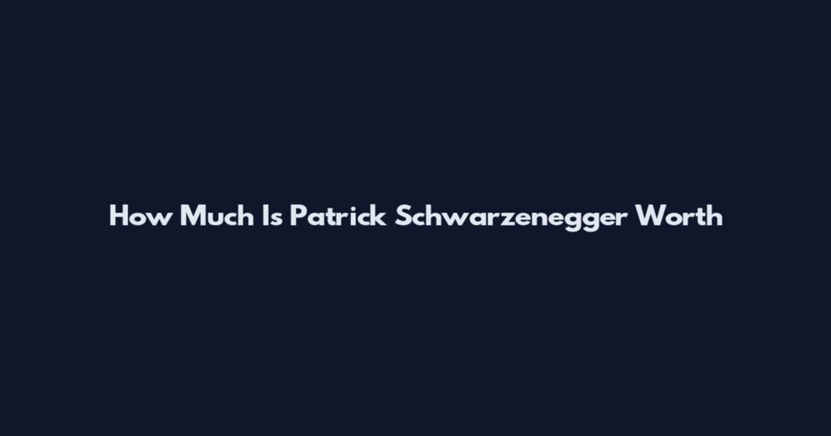 How Much Is Patrick Schwarzenegger Worth