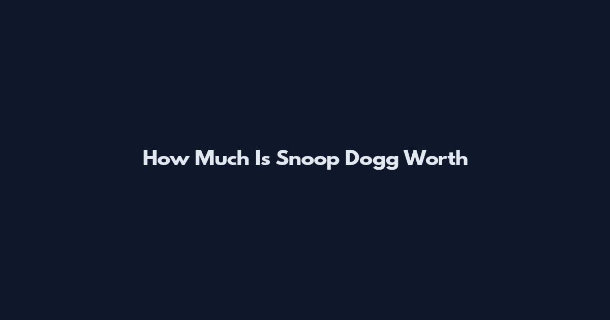 How Much Is Snoop Dogg Worth