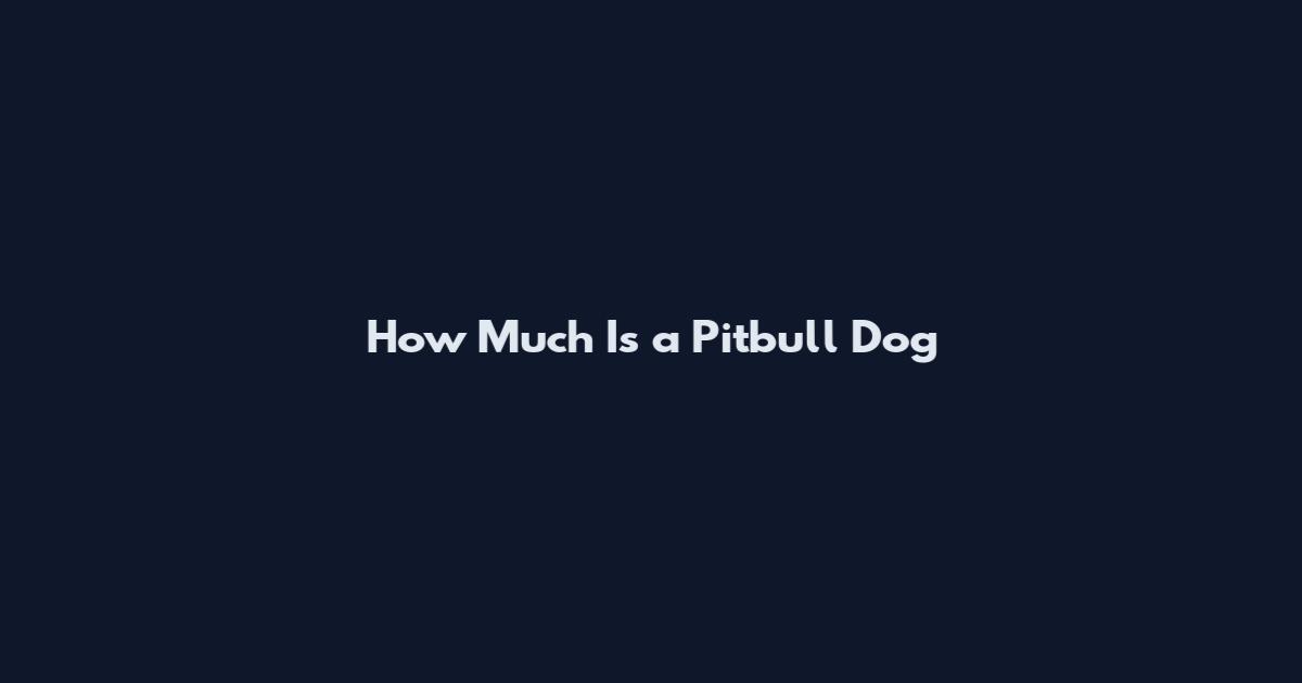 How Much Is a Pitbull Dog