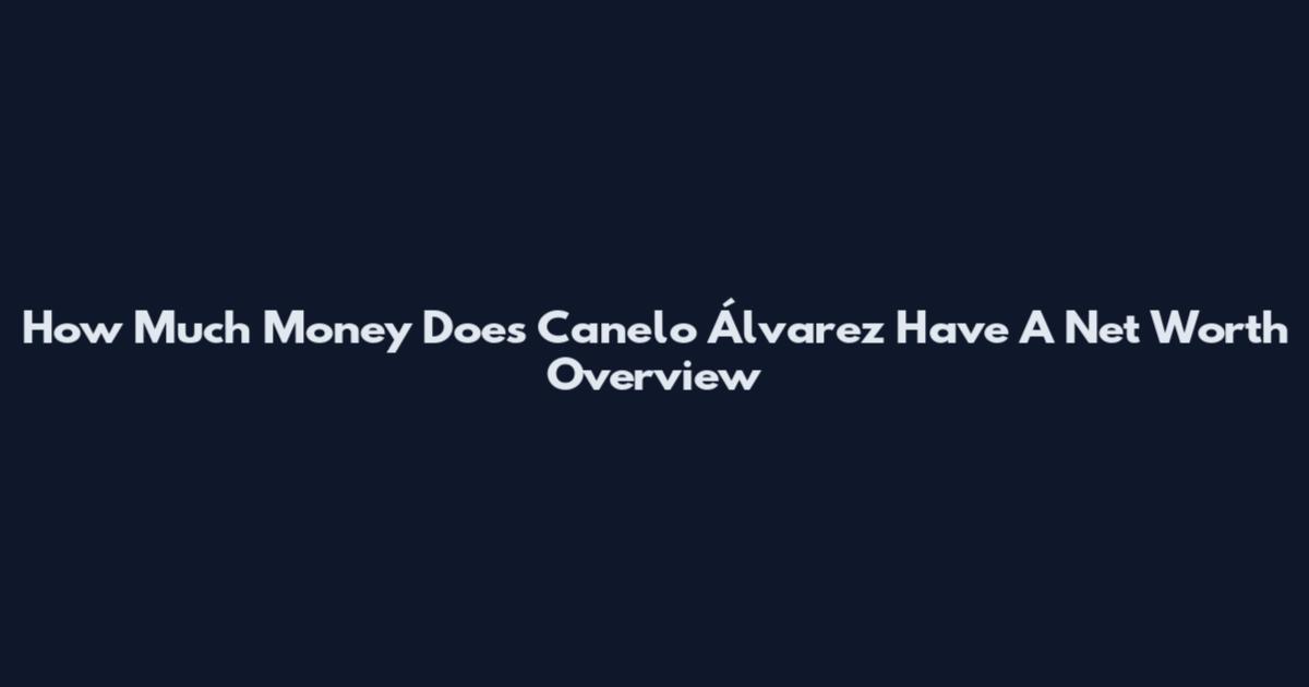How Much Money Does Canelo Álvarez Have A Net Worth Overview