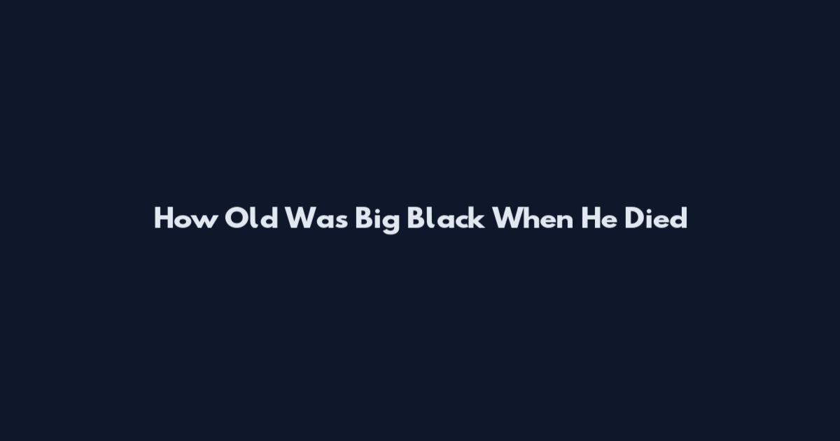 How Old Was Big Black When He Died