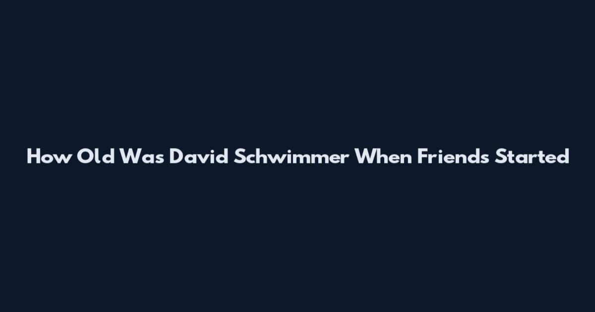 How Old Was David Schwimmer When Friends Started